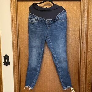 Old Navy Women's Dark Blue maternity full panel Skinny Jeans with Raw Hem